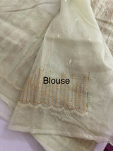 Semi organza saree with thread work - MSH910 PastelGreen