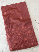 Glass tissue organza saree with embroidery MSF121 (1) Metallic DarkPeach
