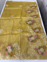 Designer organza-tissue silk blend saree with embroidery MSHW431