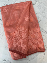Glass tissue organza saree with embroidery MSF121 DustyPeach (2)