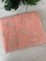 Viscose Organza saree with applique work-MSH238 PeachPink