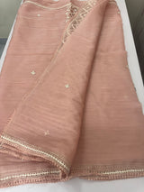 Tissue Organza saree Kutch hand embroidery - MS14791 PastelPeach