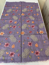 Blended tussar saree with applique work and embroidery MTSS451 Lavender