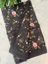 Kota saree with embroidery MS14954 - GreyishBlack