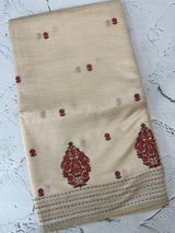 Blended semi tussar silk saree with embroidery MSJ677(4)- Cream