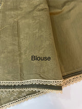 Blended tussar silk saree with embroidery- MSH158 DuskyOlive