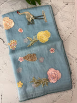 Tissue organza saree with thread pollen work MS15242