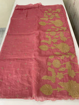 Soft crush Organza saree with embroidery and applique work MS14764
