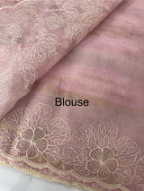 Premium Crush Organza saree with thread work- MCW863 SoftPink