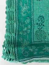 Supernet kota saree with crochet borders MS6777- Green
