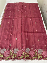 Cutwork Semi tussar saree with cross stitch embroidery MTSS855