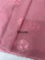 Semi Organza saree with embroidery - MSH375 DustyPink