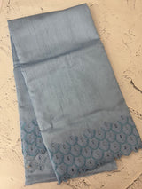 Crushed Matka Blended Tussar silk saree with cutwork borders MS4890 PowderBlue