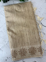 Blended tussar saree with embriodery - MS8665 Chikoo