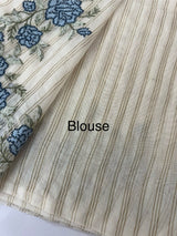 Mul chanderi saree with cross stitch embriodery & zari lines MSH272