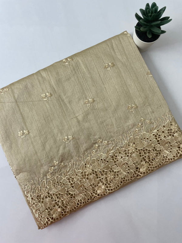TARA - Cutwork crepe semi tussar silk saree- MSS731 CREAM