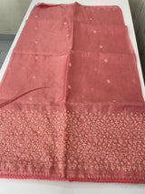 Soft kota checks saree with embroidery - MS7695 PeachPink