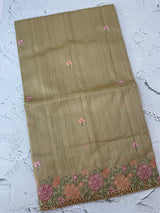 Blended tussar saree with cutwork border- MSHK695