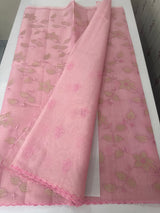 Viscose Organza saree with applique work-MSH238 PastelPink