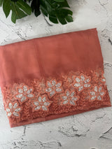 Soft organza saree with sequins cutwork borders- MCW541 - Peach