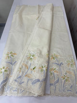 Soft mul chanderi saree with prints and embroidery MSH190(2)- Ivory