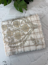 Check Mul chanderi saree with applique work MSH164- White to Grey