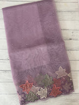 Handworked glass organza saree with applique work- MSHW227- Lavender