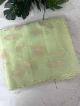 Viscose Organza saree with applique work-MSH238 PastelPista