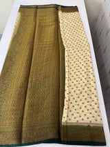 Crepe Banarasi viscose Georgette saree with brocade blouse MS953211- Offwhite to Green
