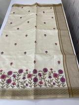 Blended tussar silk saree with embroidery- MSH490