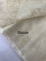 Viscose Organza saree with applique work-MSH101 Ivory