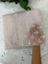 Khadi supernet saree with net applique borders MSH208(2)-Lilac