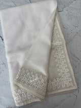 Soft Organza saree with cutwork borders and sequins work - MOS4551