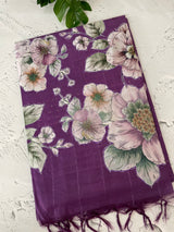 Semi tussar saree with applique work and embroidery MTS3711