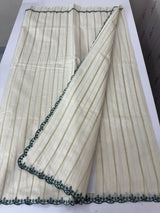 Mul chanderi cotton saree with scalloped borders - MNM131 TealGreen