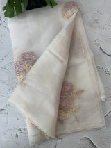 Soft Organza tissue Applique work saree MSLK113