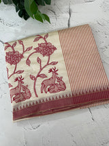 Blended tussar silk saree with embroidery- MSH490