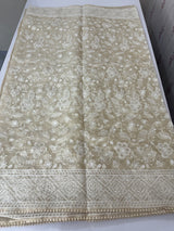 Premium Crush Organza saree with chikankari work- MCH378 Beige