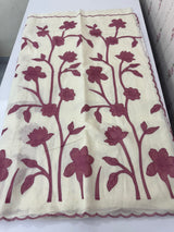 Mul chanderi applique work saree MSH170