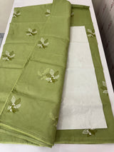 Kota checks saree with embroidery - MS7679 DustyGreen