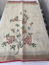 Tissue linen saree with handpainting and kanta work blouse MS14462 (6)