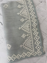 Tissue Organza saree with Kutch hand embroidery and mirror work - MS14799 PowderBlue