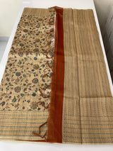 Kalamkari Printed Blended matka Tussar silk saree with kant work JSDNIYY