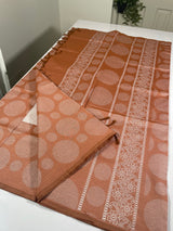 Printed poly cotton silk saree - MPCS412 BRONZE ORANGE