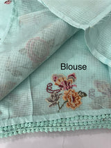 Silky kota saree with cross stitch embroidery MS9832 PastelBlue