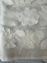 Semi organza saree with appliqué work - MSH989 OffWhite