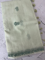 Premium Moonga checks saree with Hand Chikankari work MSH246 Pista