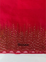 Semi Organza saree with embroidery borders - MSH296 RED