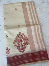 Blended tussar silk saree with embroidery- MSH490