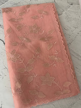 Viscose Organza saree with applique work-MSH238 PeachPink